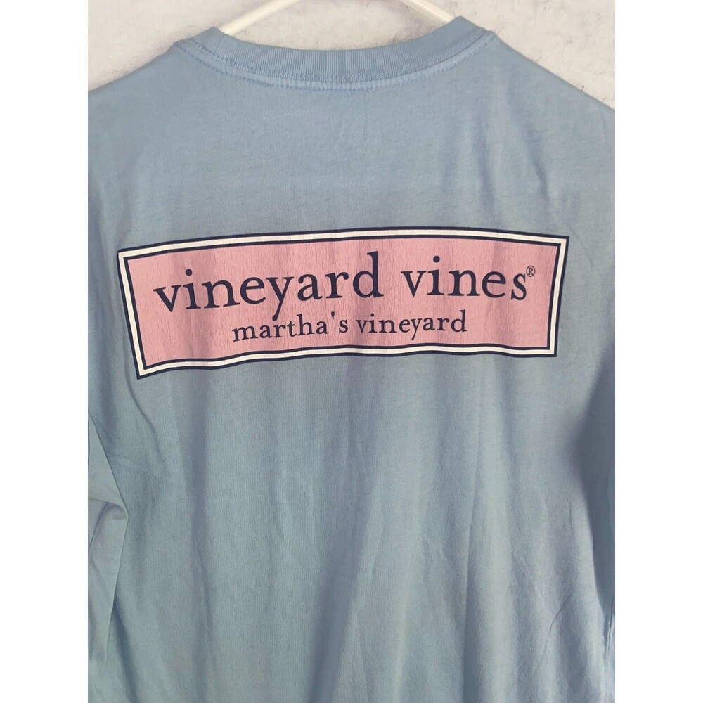 Vineyard Vines Men's Light Blue Short Sleeve Sign T-Shirt Men's XS Logo